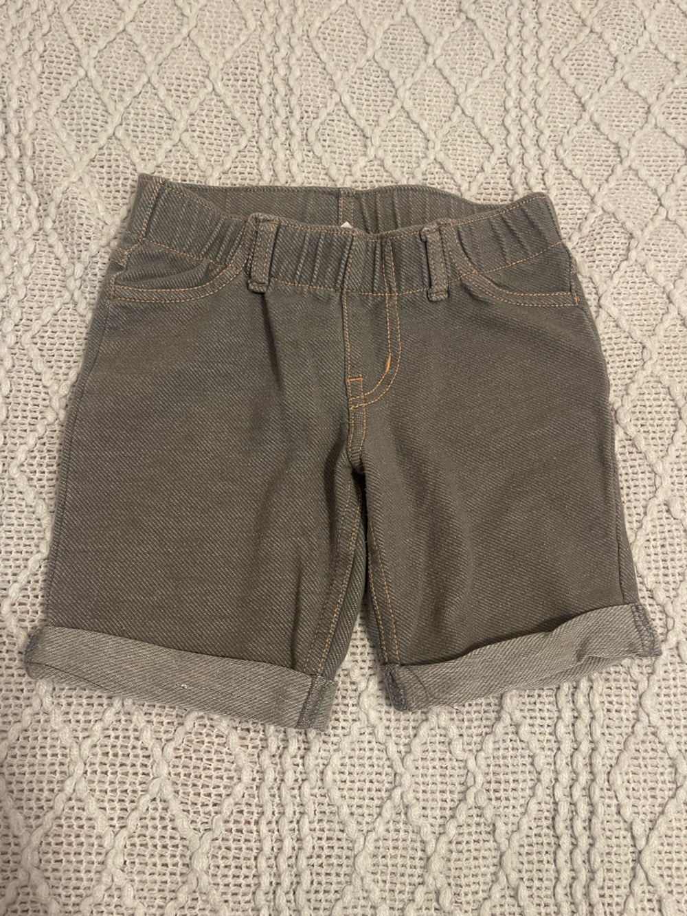 Circo Gray Rolled-Cuff Elastic Waist Shorts with Contrast Stitching